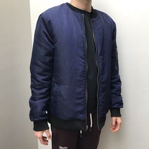 Spiritual Gangster Men's Black & Blue 'Satya' Insulated Reversible Bomber Jacket